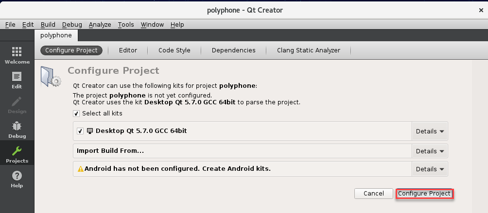 Configure project Configure project