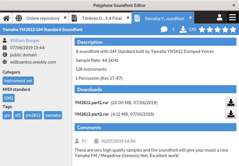 Description page of a soundfont Description page of a soundfont