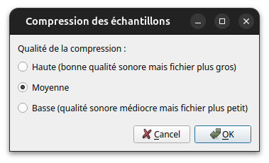Choix de la qualité de compression